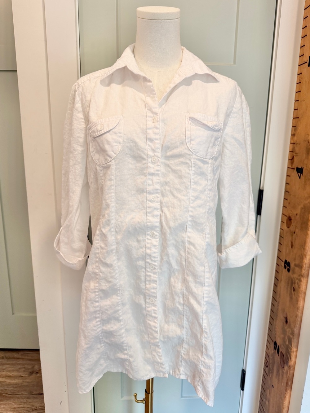 Edward Linen Button Down Tunic Large Coastal Beach Natural Fibers